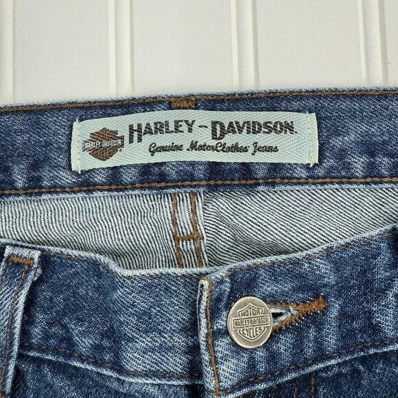 Harley-Davidson Mens Jeans 36x34 (Actual 35x33)  Denim Straight Leg Med Wash - Picture 8 of 9